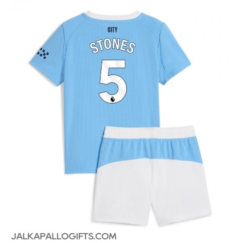 Manchester City John Stones #5 Koti Peliasu Lasten 2025-26 Lyhythihainen (+ Lyhyet housut)